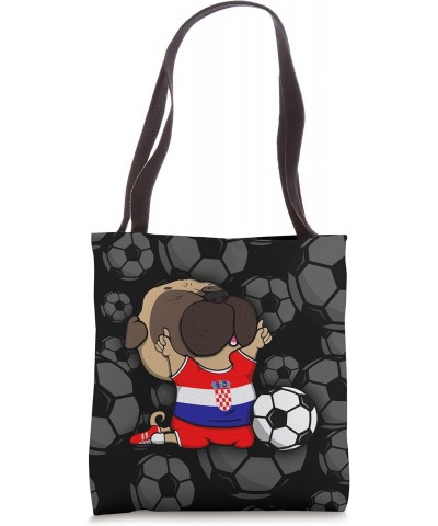 Pug Dog Croatia Soccer Fans Jersey Croatian Football Lovers Tote Bag $14.43 Totes