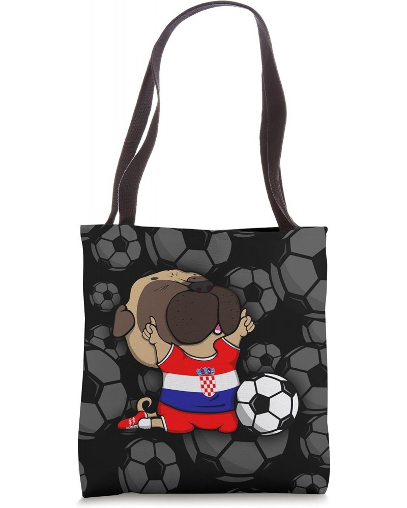 Pug Dog Croatia Soccer Fans Jersey Croatian Football Lovers Tote Bag $14.43 Totes