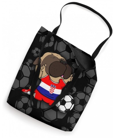 Pug Dog Croatia Soccer Fans Jersey Croatian Football Lovers Tote Bag $14.43 Totes