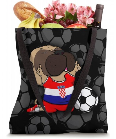 Pug Dog Croatia Soccer Fans Jersey Croatian Football Lovers Tote Bag $14.43 Totes