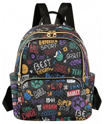 Basketball Graffiti Pattern Backpack Purse for Women Travel Handbag Shoulder Bag $18.89 Backpacks