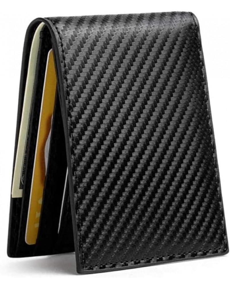 Carbon Fiber Pattern Card Wallet Money Bag Slim Wallet for Men Purse Credit Card Holder (Color : Coffee YML001) Crazy Black Y...