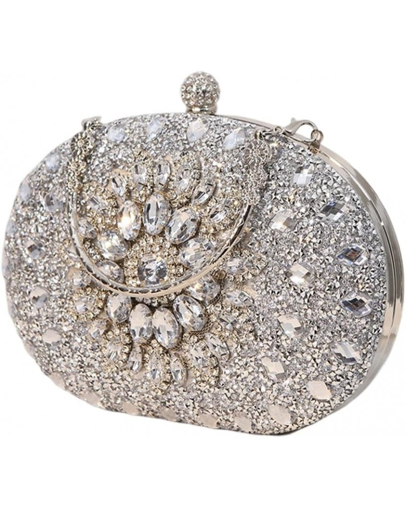 Clutch Purses For Women, Rhinestone Dumpling Crystal Clutches Evening Bags Gemstone Clutch Purse For Wedding Party Silver $13...