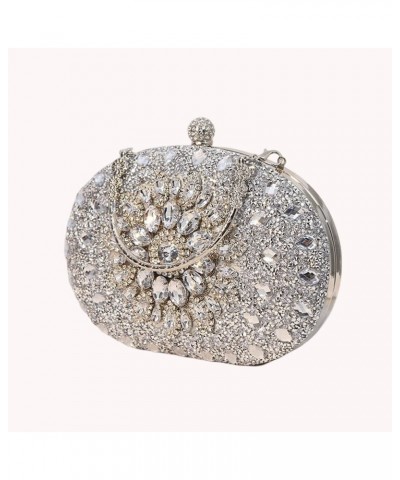 Clutch Purses For Women, Rhinestone Dumpling Crystal Clutches Evening Bags Gemstone Clutch Purse For Wedding Party Silver $13...