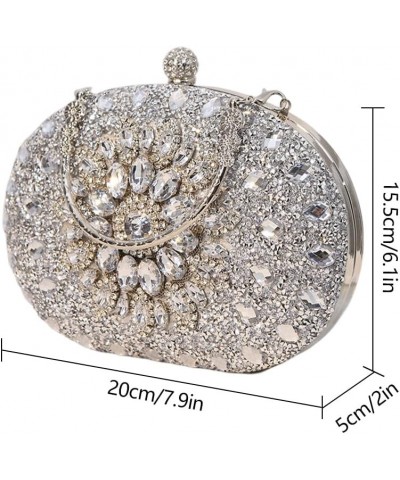 Clutch Purses For Women, Rhinestone Dumpling Crystal Clutches Evening Bags Gemstone Clutch Purse For Wedding Party Silver $13...