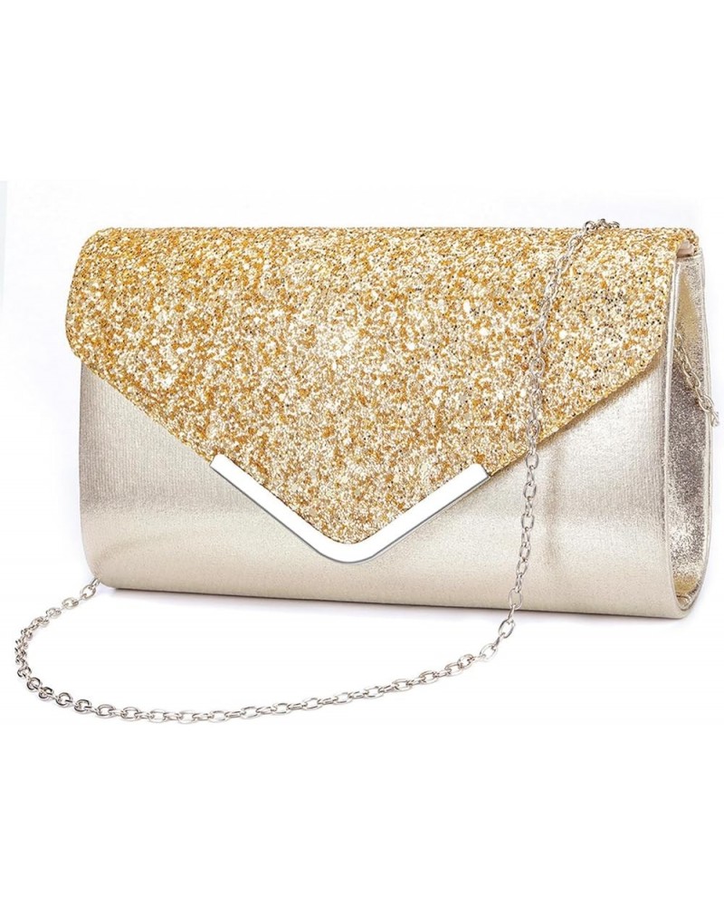 Ladies Party Bag European And American Fashion PU Dinner Bag Flash Material Evening Gift Bag Ladies Clutch Chain Bag Gold $11...