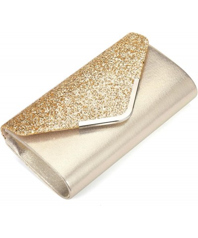 Ladies Party Bag European And American Fashion PU Dinner Bag Flash Material Evening Gift Bag Ladies Clutch Chain Bag Gold $11...