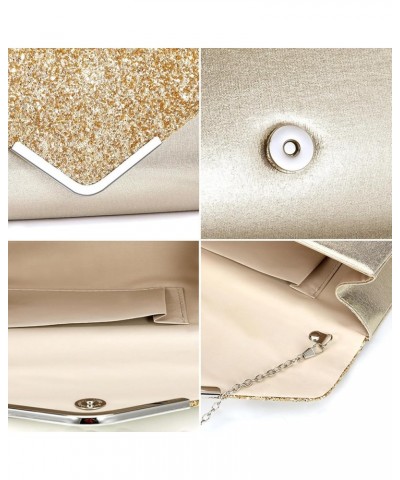 Ladies Party Bag European And American Fashion PU Dinner Bag Flash Material Evening Gift Bag Ladies Clutch Chain Bag Gold $11...