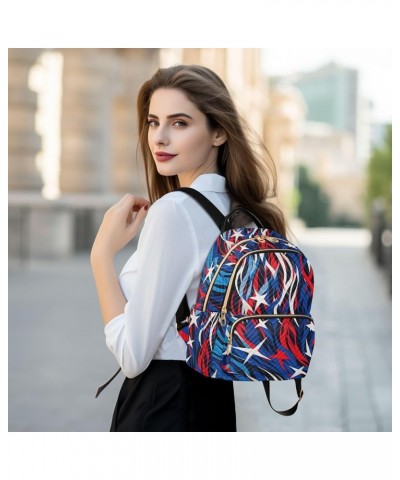 American Star Blue Red White Backpack for Women Fashion Shoulder Bags Small Casual Daypack Travel Bag S 202a3717 S(10.23"x5.1...