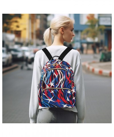 American Star Blue Red White Backpack for Women Fashion Shoulder Bags Small Casual Daypack Travel Bag S 202a3717 S(10.23"x5.1...