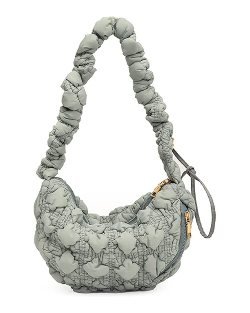 Ruched Quilted Satchel Bags Women Shopper Purse Solid Messenger Bag Chest Bag Tote Bag Crossbody Bag Grey $9.20 Totes