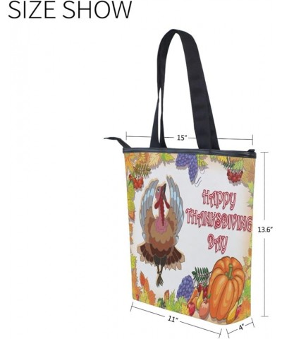 Canvas Tote Bag for Women with Zipper,Lady Tote Bag Canvas Tote Purse Canvas Handbag for Work Travel Thanksgiving 1 $10.92 Totes