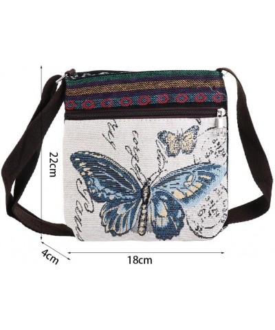 Ethnic Style Handbag Mini Travel Flip Canvas Shoulder Bag, Embroidered Mobile Phone Knitted Tote Crossbody Bag(A) $6.83 Shoul...