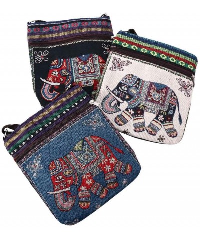 Ethnic Style Handbag Mini Travel Flip Canvas Shoulder Bag, Embroidered Mobile Phone Knitted Tote Crossbody Bag(A) $6.83 Shoul...