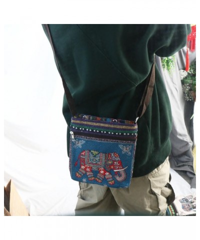 Ethnic Style Handbag Mini Travel Flip Canvas Shoulder Bag, Embroidered Mobile Phone Knitted Tote Crossbody Bag(A) $6.83 Shoul...