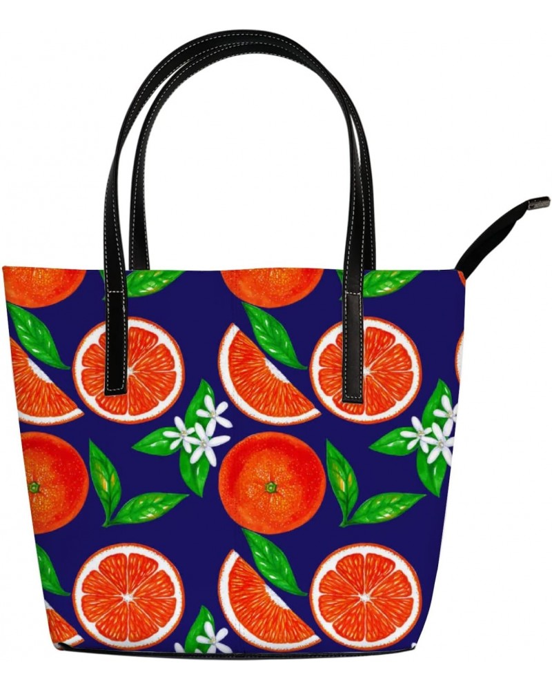 Large Tote Bags PU Leather Handbags Fresh Cut Oranges Women's Shoulder Bags with Top Handles Ladies Casual Shopping Bags Purs...