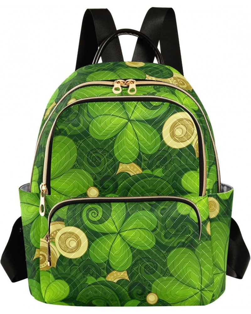 St.patrick's Clover Coins Fashion Backpack Purse for Women Multipurpose Casual Daypack with Multi Pockets & Secured Zipper La...