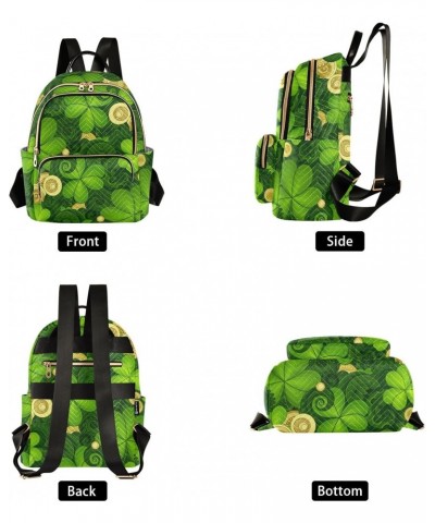 St.patrick's Clover Coins Fashion Backpack Purse for Women Multipurpose Casual Daypack with Multi Pockets & Secured Zipper La...