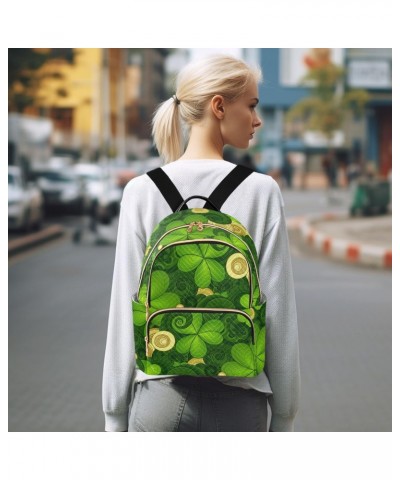 St.patrick's Clover Coins Fashion Backpack Purse for Women Multipurpose Casual Daypack with Multi Pockets & Secured Zipper La...