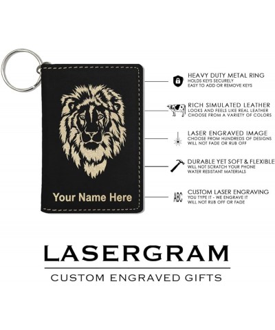 ID Holder Wallet, Zodiac Sign Leo, Personalized Engraving Included (Rustic) Black with Gold $11.76 Wallets