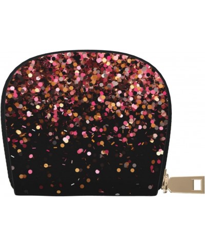 Card Wallet Falling Black Pink Sequins Leather Small Wallet Travel Wallet Slim With Zipper Credit Card Holder For Women Gift ...