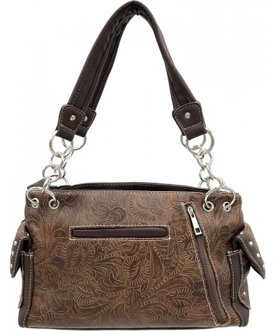 Tooled Western Leather Turquoise Stone Fringe Studded Shoulder Concealed Carry Handbag Purse Brown $16.58 Shoulder Bags