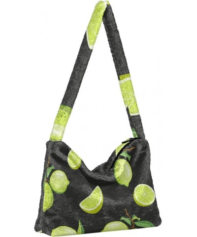 Fruit Women Boho Handbag Lime Fresh Green Slice Leaf Underarm Bag Tote Bag Shoulder Bag Crossbody Bag Fluffy Cell Phone Purse...