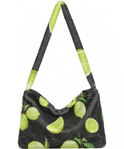 Fruit Women Boho Handbag Lime Fresh Green Slice Leaf Underarm Bag Tote Bag Shoulder Bag Crossbody Bag Fluffy Cell Phone Purse...