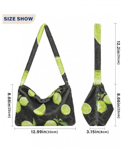 Fruit Women Boho Handbag Lime Fresh Green Slice Leaf Underarm Bag Tote Bag Shoulder Bag Crossbody Bag Fluffy Cell Phone Purse...