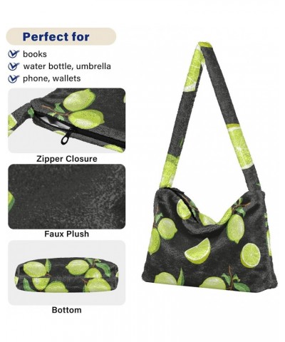 Fruit Women Boho Handbag Lime Fresh Green Slice Leaf Underarm Bag Tote Bag Shoulder Bag Crossbody Bag Fluffy Cell Phone Purse...