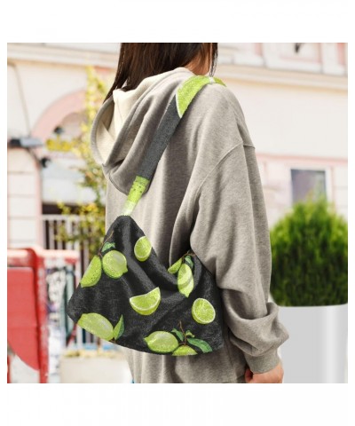 Fruit Women Boho Handbag Lime Fresh Green Slice Leaf Underarm Bag Tote Bag Shoulder Bag Crossbody Bag Fluffy Cell Phone Purse...