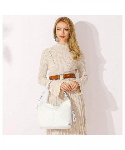 Fashion Soft Real Genuine Leather Tassel Women's Handbag Ladies Shoulder Tote Messenger Hobo Bag Satchel White $36.81 Totes