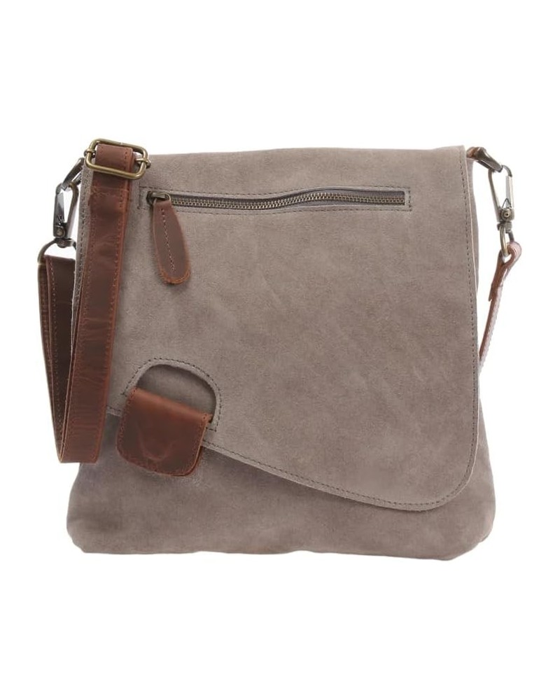 Crossbody Leather Bag, Adjustable Strap, Midnight Black, Genuine Leather Gray Suede $31.64 Crossbody Bags