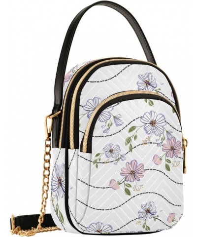 Flowers Crossbody Bag for Women Cell Phone Purse Wallet with Removable Chain Shoulder Handbag for Work Passport Phone Travel ...