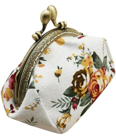 Women Change Purse, Retro Vintage Flower Small Wallet Hasp Purse Clutch Bag White $7.49 Wallets