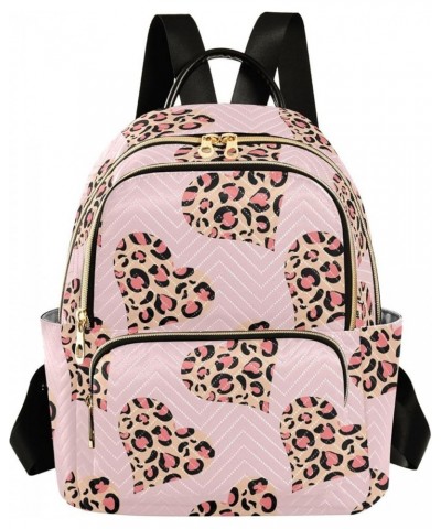 Abstract Hearts Shaped Leopard Skin Casual Fashion Polyester Travel Rucksack Shoulder Bag Color Small $21.82 Backpacks