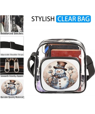 Carved Plum Blossom Stadium-Approved Clear Crossbody Bag Christmas Striped Snowman $10.80 Crossbody Bags