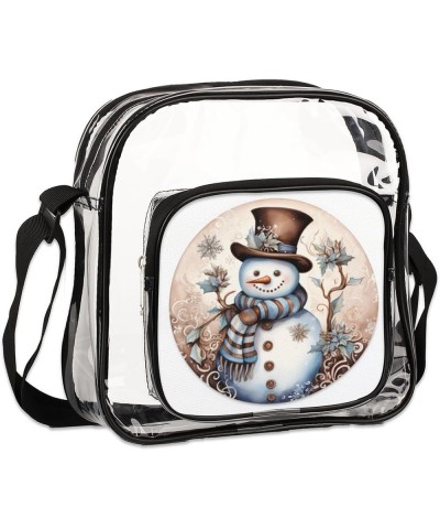 Carved Plum Blossom Stadium-Approved Clear Crossbody Bag Christmas Striped Snowman $10.80 Crossbody Bags