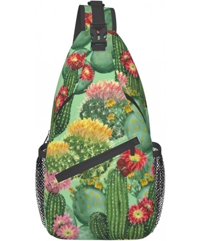 Durable Adjustable Outdoor Hiking Cartoon Bee Pattern Print Cross Chest Bag Diagonally Single Shoulder Backpack Cactus Floral...