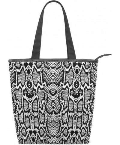 Snake Skin Texture Print Tote Handbag for Women Tote Bag, Canvas + leather Shoulder Bag, Hobo bag, Satchel Purse(237ri1a) $13...