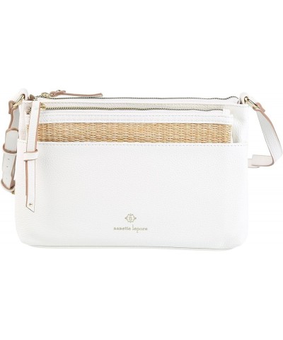 Mirabel Solid Crossbody with Straw Pouch White $16.34 Crossbody Bags