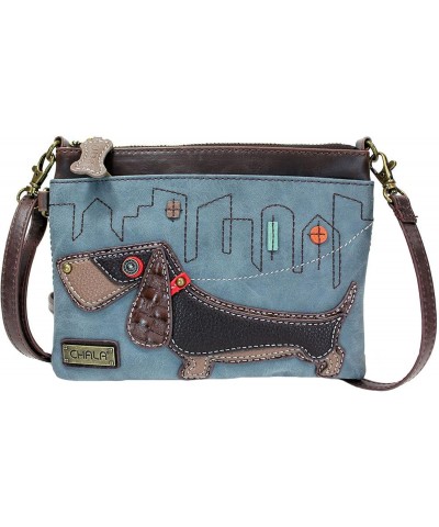 Chala Weiner Dog Mini Crossbody Handbag Dog Lovers Convertible Straps Dachshund Mom (Indigo) $26.01 Crossbody Bags