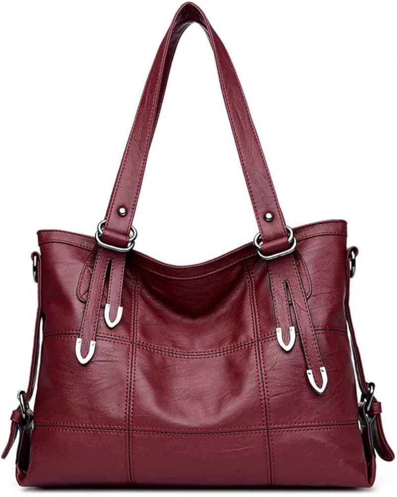 Summer Beach White Bags Handbags Leather Luxury Handbags Women's Bags Women's Shoulder Bags Handbags Wine Red $31.83 Shoulder...