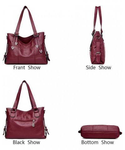 Summer Beach White Bags Handbags Leather Luxury Handbags Women's Bags Women's Shoulder Bags Handbags Wine Red $31.83 Shoulder...