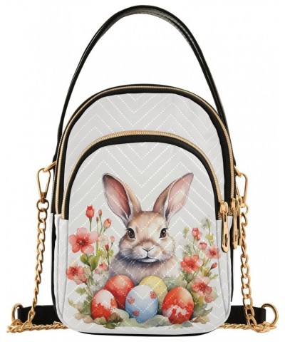 Red Flower Easter Rabbit Women's Crossbody Handbags with Zipper, Casual Leather Cell Phone Purse Crossbody Bags for Ladies $1...