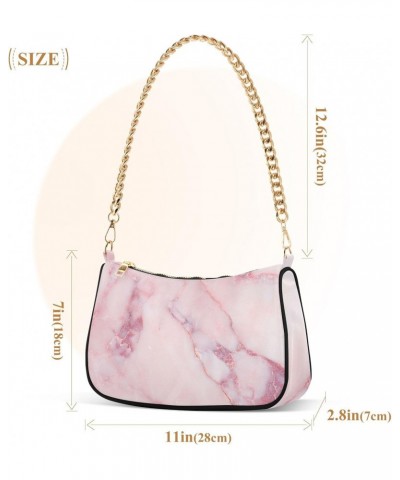 Handbags Chain Shoulder Tote Bag Abstract Marble Pink Satchel Purse Top Handle Crossbody Bags for Women $15.80 Satchels