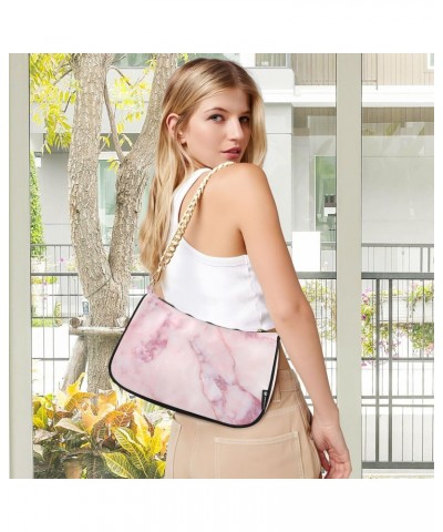 Handbags Chain Shoulder Tote Bag Abstract Marble Pink Satchel Purse Top Handle Crossbody Bags for Women $15.80 Satchels