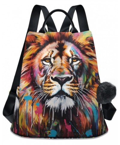 Women Anti Theft Backpack Purse - Painting Art Lion, Fashion Casual Daypack Shoulder Bag with Key Chain 15 inches $18.86 Back...