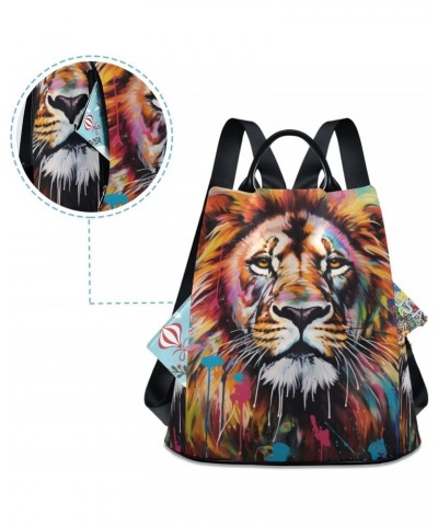 Women Anti Theft Backpack Purse - Painting Art Lion, Fashion Casual Daypack Shoulder Bag with Key Chain 15 inches $18.86 Back...