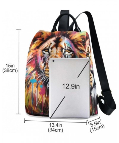 Women Anti Theft Backpack Purse - Painting Art Lion, Fashion Casual Daypack Shoulder Bag with Key Chain 15 inches $18.86 Back...